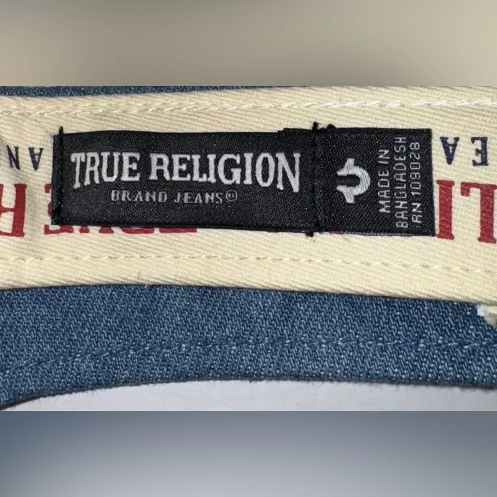 True Religion Floral Logo blue Denim Adjustable‎ Sun Visor Hat new